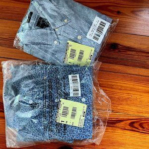 Two, never-been-worn short-sleeve button down casual shirts